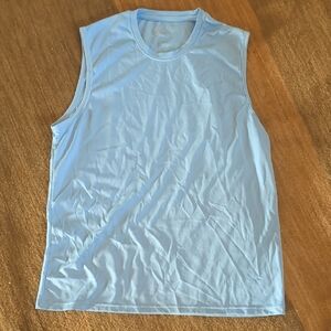 Galaxy By Harvic Light Blue Athletic Tank with Peach Logo